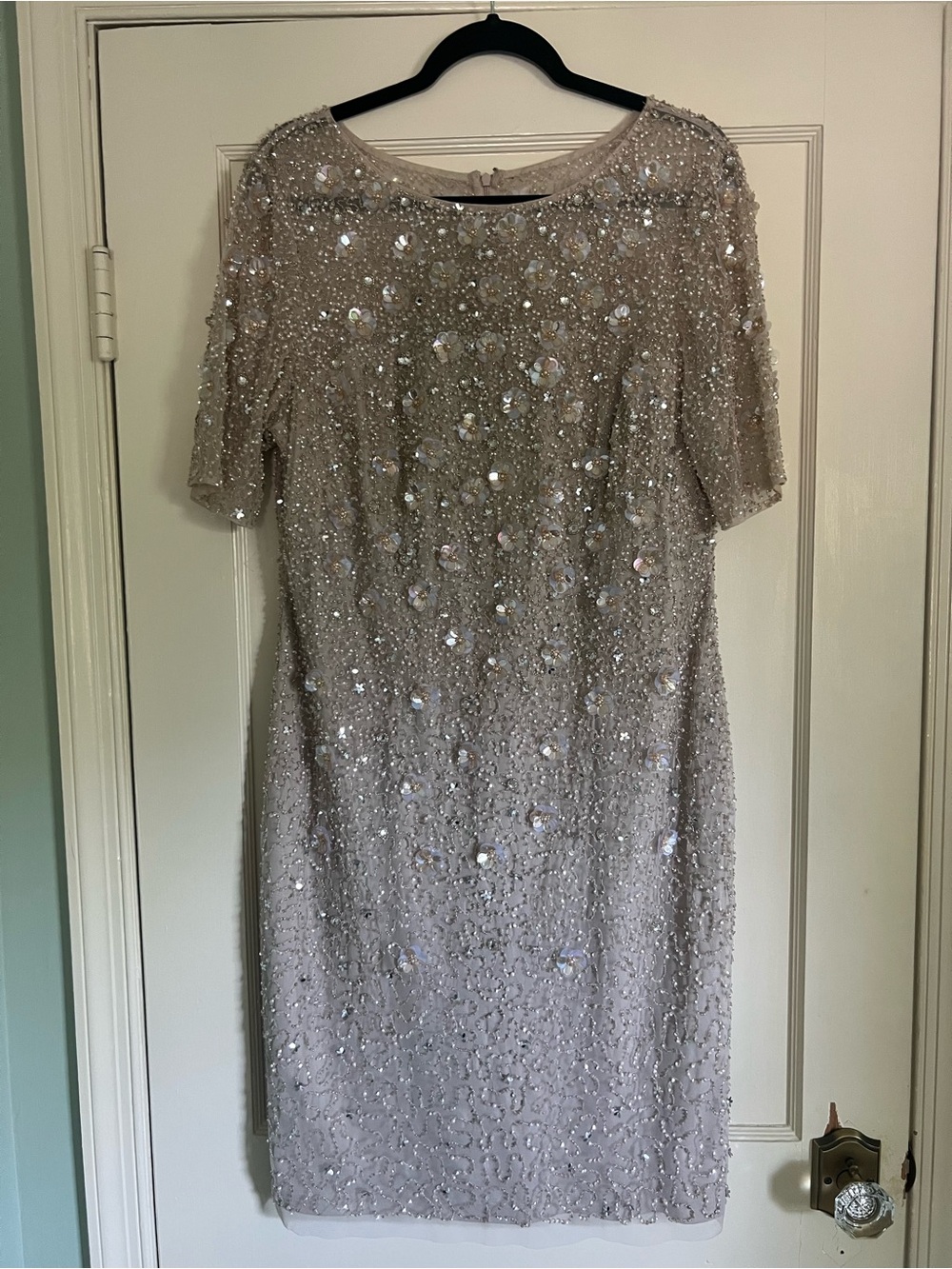 Embellished Mother of the Groom Sequin Sheath Dress in Champagne